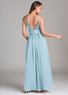 Azazie Maren Allure Bridesmaid Dresses Sky Blue A-Line Lace Stretch Satin Dress image5