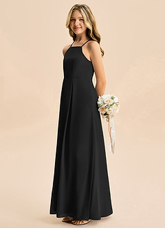 Azazie Farrah Junior Black A-Line Pleated Chiffon Dress image1