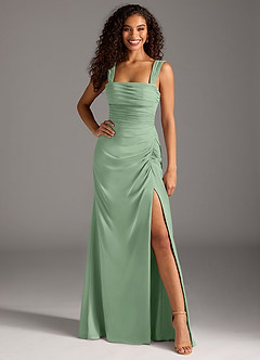 Azazie Jesaphine Bridesmaid Dresses Matcha Sheath Bow Chiffon Dress image4
