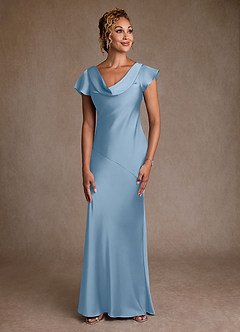 Azazie Shelby Suknie dla Matki Panny Młodej Syrena Pofałdowany Satyna elastyczna Długość podłogi Sukienka image1