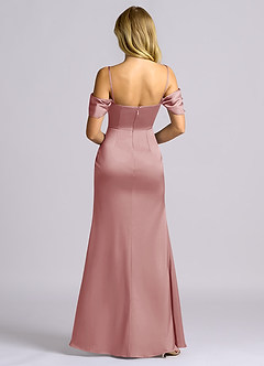 Azazie Auden Bridesmaid Dresses Dusty Rose Sheath Off the Shoulder Stretch Satin Convertible Dress image2
