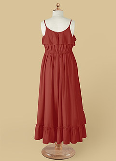 Azazie Karmen Flower Girl Dresses Terracotta A-Line Ruched Chiffon Dress image10