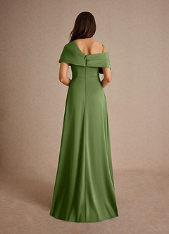 Azazie Milton Mother of the Bride Dresses Juniper A-Line Pleated Stretch Satin Dress image4