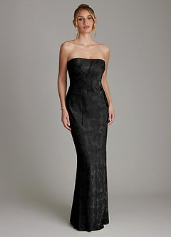 Azazie Viv Bridesmaid Dresses Midnight Jacquard Sheath Strapless Jacquard Dress image3