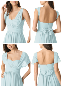 Azazie Olani Bridesmaid Dresses Mist A-Line Off the Shoulder Chiffon Convertible Dress image9