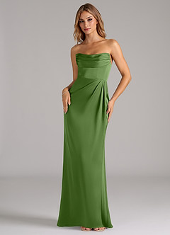 Azazie Johana Bridesmaid Dresses Basil Mermaid Off the Shoulder Stretch Satin Convertible Dress image5