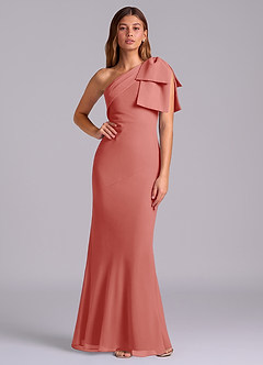 Azazie Yuanna Bridesmaid Dresses Antique Rose Mermaid One Shoulder Chiffon Dress image1