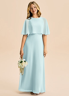 Azazie Maris Junior Abito A-Line in Chiffon Sea Glass image5