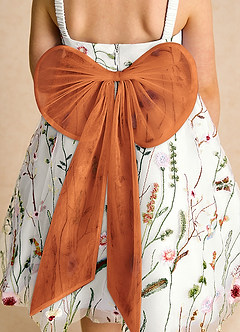 Azazie Peppa Robe Demoiselle D'honneur Fillette Robe Trapèze en Tulle Encolure en Forme de Cœur Ivoire Cannelle image6
