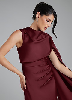 Azazie Taj Bridesmaid Dresses Cabernet Mermaid Corset Stretch Satin Dress image3