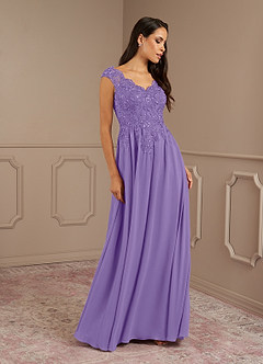 Azazie Amethyst Mother of the Bride Dresses Tahiti A-Line V-Neck Sequins Chiffon Dress image4