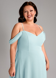 Azazie Marley Bridesmaid Dresses Sea Glass A-Line Off the Shoulder Chiffon Convertible Dress image16