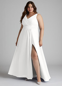 Azazie Karina Bridesmaid Dresses White A-Line Pleated Chiffon Dress image6