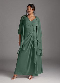 Azazie Manuella Mother of the Bride Dresses Sea Moss A-Line V-Neck Pleated Chiffon Dress image10