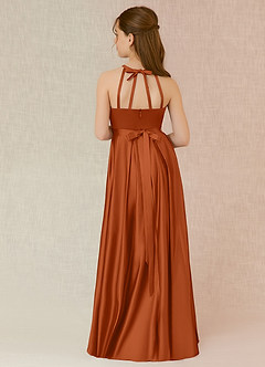 Azazie Arianthe Junior Burnt Orange A-Line with Pockets Matte Satin Dress image3