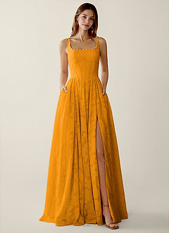 Megan Butterscotch Lace A-line Prom Dress image3