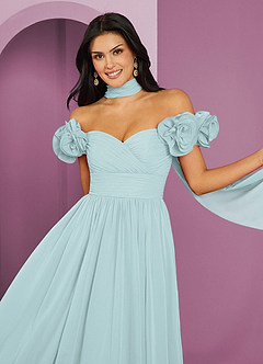 Barbie ♥ Azazie Bridesmaid Dresses Mist A-Line Off the Shoulder Chiffon Convertible Dress image16