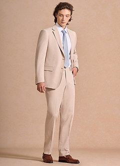 front Carter Marrone Chiaro Abito in misto cotone e lino