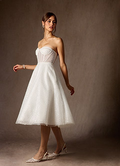 Azazie Nicolette Vestidos de novia Vestido de Diamante Blanco de Cuentas de Corte en A con Sin tirantes image6