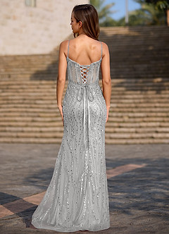 Dazzle Silver Sequin Corset Mermaid Dress image2