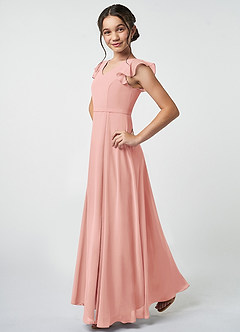 Azazie Claudine Junior Agave A-Line Pleated Chiffon Dress image3
