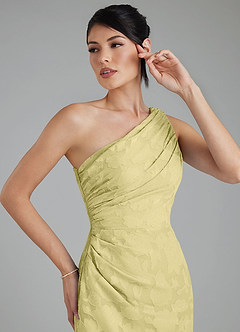 Azazie Akilah Robes à essayer chez vous Robe Sirène en Blumen-Burnout Asymétrique Sorbet Citron image5