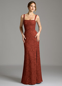 Azazie Brandi Final Sale Terracotta Mermaid Pleated Floral Burnout Dress image4