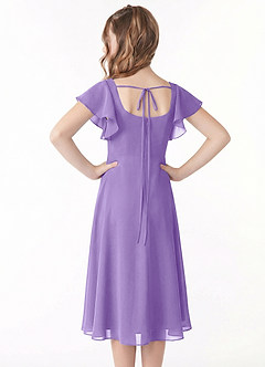 Azazie Bondi Junior Linia A Marszczony Szyfon Długość herbaty Młodsza druhna Sukienka image3