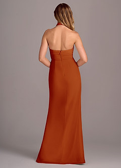 Azazie Jemma Bridesmaid Dresses Paprika Sheath Pleated Chiffon Dress image2