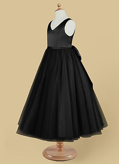 Azazie Marybell Flower Girl Dresses Black A-Line Bow Tulle Dress image7