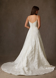 Azazie Selma Wedding Dresses Antique White A-Line Sweetheart Neckline Jacquard Dress image2