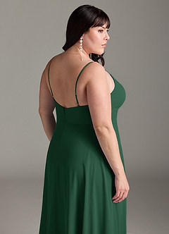 Azazie Akita Vestidos de damas de honor Vestido de Verde Oscuro de Gasa de Corte en A image11