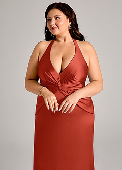 Azazie Valerie Suknie dla druhen Syrena Pofałdowany Satyna elastyczna Do ziemi Sukienka image13