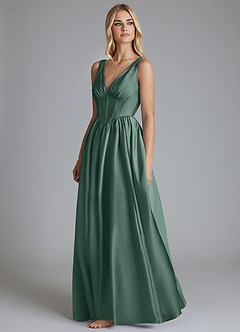 Azazie Delmie Brudtärnklänningar Klä av A-Linje i Stretch Satin Korsett Eukalyptus image4