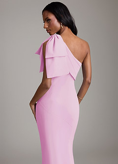 Azazie Yuanna Bridesmaid Dresses Candy Pink Mermaid One Shoulder Chiffon Dress image7