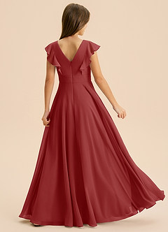 Azazie Anysa Junior Robe Trapèze en Mousseline de soie Rayé Rouille image2