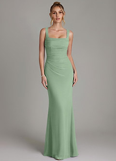 Azazie Agustina Bridesmaid Dresses Matcha Mermaid Corset Chiffon Dress image5