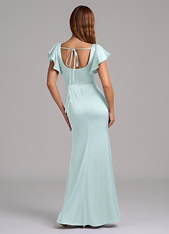 Azazie Elkie Final Sale Sea Glass Mermaid Square Neckline Stretch Satin Dress image2