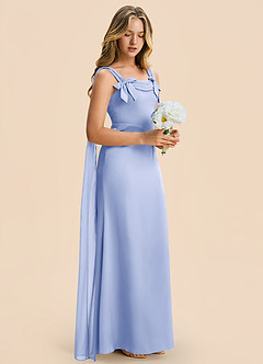 Azazie Chelsea Junior Ice Sheath Pleated Stretch Satin Dress image6