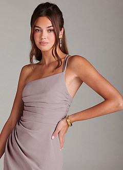 Azazie Eren Jurken voor bruidsmeisjes Jurk van Stretch crêpe met Kolom One-Shoulder Vintage Mauve image5