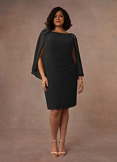 Azazie Carmela Mother of the Bride Dresses Black Sheath Lace Chiffon Dress image8