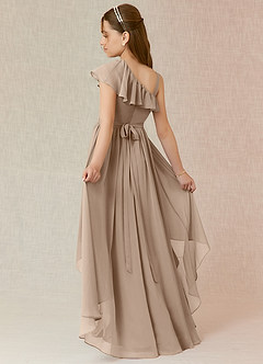 Azazie Mango Junior Taupe A-Line Ruched Chiffon Dress image2