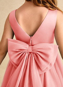 Azazie Winnie Flower Girl Dresses Coral Ball-Gown Bow Tulle Dress image7