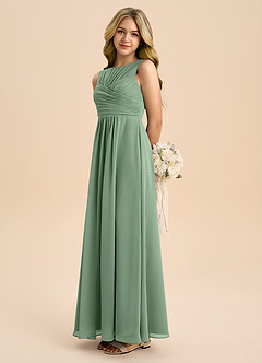 Azazie Skyla Junior Matcha A-Line Pleated Chiffon Dress image1