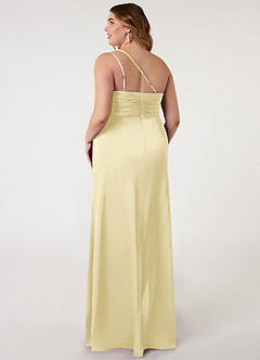 Azazie Eren Bridesmaid Dresses Lemon Sorbet Mermaid One Shoulder Stretch Satin Dress image7