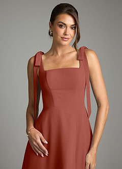 Azazie Debra Bridesmaid Dresses Auburn A-Line with Pockets Chiffon Convertible Dress image2