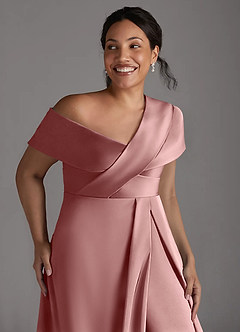 Azazie Milton Mother of the Bride Dresses Dusty Rose A-Line Pleated Stretch Satin Dress image13