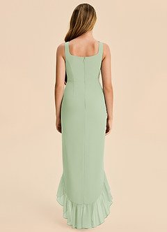 Azazie Reesie Junior Dusty Sage Sheath Ruched Chiffon Dress image2