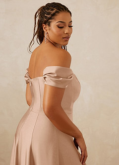 Christian Siriano Bridal for Azazie 1002 Bridesmaid Dresses English Rose A-Line Off the Shoulder Stretch Satin Convertible Dress image10