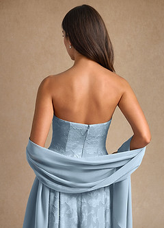 Azazie Lorain Mother of the Bride Dresses Sky Blue A-Line Pleated Floral Burnout Dress image11